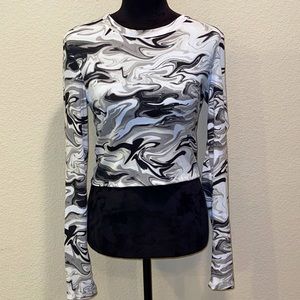 Marble swirl Y2K crop top Long Sleeve